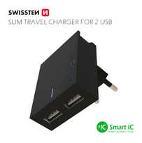 Swissten Premium Travel Charger 2 USB Ports, 15W
