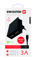 Swissten Premium Travel Charger, USB 3A / 15W, with 1.2m Micro USB Cable