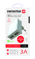 Swissten MFI Premium Apple Certified Travel Charger USB 3A / 15W With Lightning Cable 1.2m