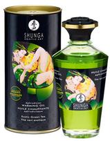 Shunga šildomasis afrodiziakų masažinis aliejus (100 ml) - Exotic Green Tea
