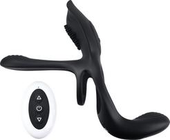 Playboy Pleasure The 3 Way vibratorius su klitorio stimuliatoriumi - Juoda