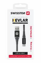 Swissten Kevlar USB / USB-C Data Cable, 1.5m, 60W