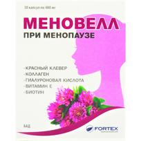 Menovell menopauzei (dobilas + kolagenas + hialuronas), 30 kapsulių po 480 mg