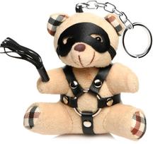 Master Series BDSM Kinky Teddy Bear raktų pakabukas - Smėlio spalva