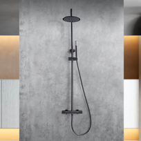 Imex Genova termostatinė dušo sistema grafito gunmetal PVD spalvos
