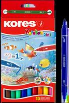 Flomasteriai dvipusiai KORES KORELLO 2 in 1, FLMKOR9023800290212