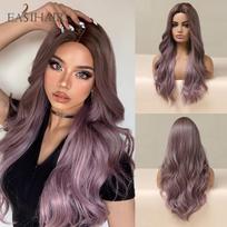 Ilgi banguoti violetiniai Ombre sintetiniai perukai moterims karščiui atsparūs Cosplay salono vestuvių šukuosena