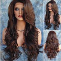 Ilgi rudi nėriniai priekinis perukas Deep Wave nėrinių priekinis perukas su kūdikio plaukais 65 cm Perruques Dentelle karščiui atsparus natūralus perukas ruda