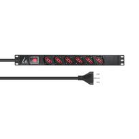 Lanview 1U 19 inch 6 port Type F/J,  with switch, 2M power cable