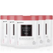 KORIKA FermentBeauty Set of 5 Anti-wrinkle Face Sheet Masks with Fermented Wine and Hyaluronic Acid veido kaukių rinkinys sumažinta kaina