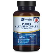 „Bio Cultures“ kompleksiniai probiotikai ir prebiotikai – 50 milijardų KSV – 10 gyvų bakterijų padermių – pridėta su inulinu, L-glutaminu ir vitaminu C – 60 kapsulių