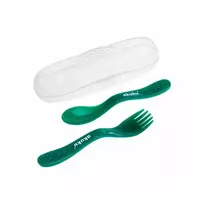 Akuku šaukštelis ir šakutė su įdėklu, DARK GREEN, A0074_Dark green