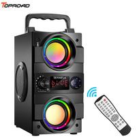 TOPROAD Nešiojami Bluetooth garsiakalbiai 40W Belaidis Boombox Žemųjų dažnių garsiakalbis Garso dėžutės palaikymas Nuotolinio valdymo pultas FM radijas RGB LED lemputės juoda