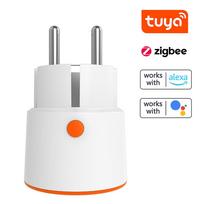 Tuya ZigBee 16A išmanusis ES kištukas Realaus laiko srovės įtampos galios matavimo atgalinės atskaitos kištukas EU Plug įvairiaspalvis