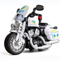 1:12 mastelių policijos lietinio lydinio motociklo modelio žaislas, atitraukimo funkcija su garsu ir šviesa vaikams, suaugusiems, dovanų kolekcija 1/12-14x10x6cm balta