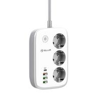 Tellur išmanusis WiFi ilgintuvas su 3 lizdais, PD 30 W, QC 18 W ir 2 USB jungtimis, 2 m