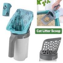 Kačių kraiko semtuvas Nešiojamas kačių kraiko smėlio kastuvas su laikymo dėžute Cat products pilka