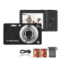 2,7 colio TFT nešiojamas skaitmeninis fotoaparatas 56MP 4K Ultra HD 20X priartinimas automatinio fokusavimo automatinio laikmačio veido aptikimas juoda