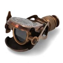 Žalvarinis monokuliaras su medine dėže Antikvarinio stiliaus „Steampunk“ mini „Spyglass“ senovinis jūrinis kolekcionierius, dovanotas kolekcionuojamas dovana