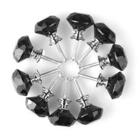 Juodo deimanto formos krištolinis stiklas 30 mm virtuvės spintelės durelių stalčiaus rankenėlė Spintelė rūbų spinta traukiama rankena su varžtais 6pcs juoda