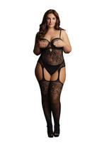 Le Desir viso kūno kojinė Suspender Rhinestone Bodystocking