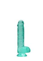 Realistiškas dildo su kapšeliu Crystal Clear 15 cm, žalias