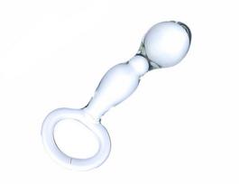 Prostatos masažuoklis stiklinis dildo Curved Glass Crystal