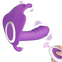 Vibratorius su nuotolinio valdymo pulteliu Dildo Butterfly, violetinė