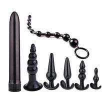 Analinių kištukų ir dildo rinkinys, juoda