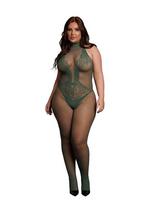 Erotinis kostiumas Le Desir Fishnet and Lace Bodystocking Queen Size, žalia