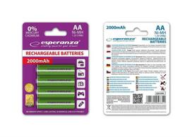 Esperanza EZA104G Įkraunama baterija Ni-MH AA 2000MAH, 4 vnt