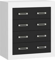 Komoda Meblocross Verin 4S, balta/juoda