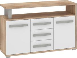 Komoda Angel 2D3S, baltos/ąžuolo spalvos