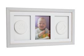 Trigubo rėmelio su moliu rinkinys Baby HandPrint, baltas