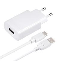 Įkroviklis Forcell + type-C kabelis (1xUSB 2.4A 18W) baltas