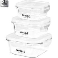 LAMART Air maisto saugojimo indų komplektas su vakuumavimo vožtuvais, 3 vnt. (320/520/800 ml)