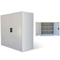 Metalinė biuro spintelė 90 cm, 2 durelės, pilka, Pilka