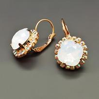 Auskarai moterims DiamondSky „Glare III (White Opal)“ su Swarovski kristalais