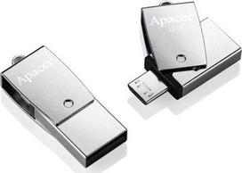 USB laikmena "apacer" usb atmintinė otg, usb 3.0, 64gb, ah750, sidabrinė, ap64gah750s-1, usb a / usb micro b, su besisukančiu dangteliu