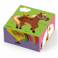 Medinė dėlionė „Farm Puzzle“ 4 kaladėlės