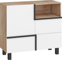 Komoda Meblocross Lars 01 1D2S, baltos/šviesios ąžuolo spalvos