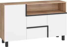 Komoda Meblocross Lars 02 2D2S, baltos/šviesios ąžuolo spalvos