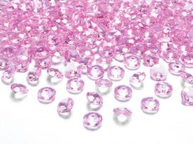 Stalo dekoracija kristalai Diamond 12 mm (1 pak / 100 vnt.), Šviesiai rožinis