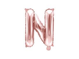Folinis balionas Raidė "N" 35 cm, rožinis/auksinis