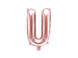 Folinis balionas Raidė "U" 35 cm, rožinis/auksinis