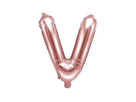 Folinis balionas Raidė "V" 35 cm, rožinis/auksinis