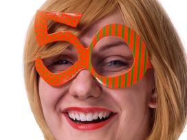 Aksesuaras fotosesijai akiniai 50 metų, oranžiniai