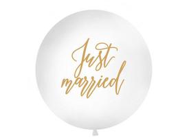 Didelis balionas 100 cm Just married, baltas