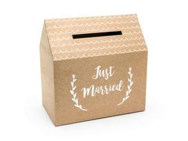 Vestuvinė palinkėjimų dėžutė Just Married Kraft 30x30,5x16,5 cm