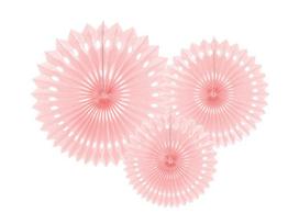 Kabančios dekoracijos-vėduoklės Light Powder Pink 20-30 cm (1 pak/ 3 vnt)